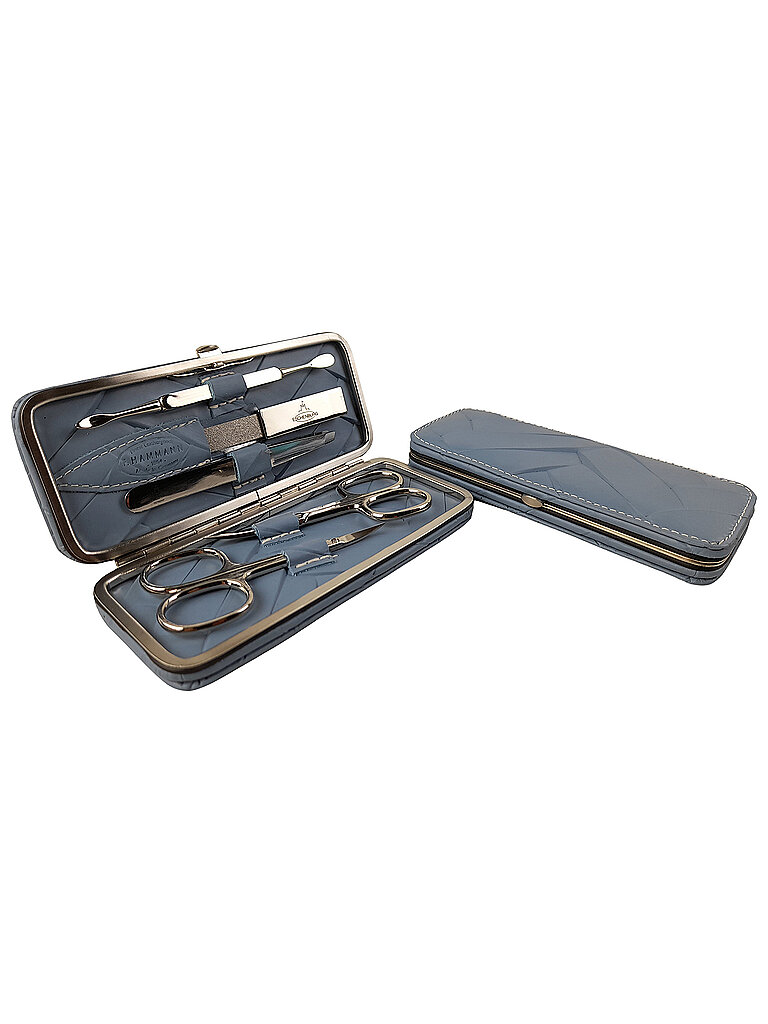 HAMMANN Set de manicura de cuero (azul claro, 5 piezas)