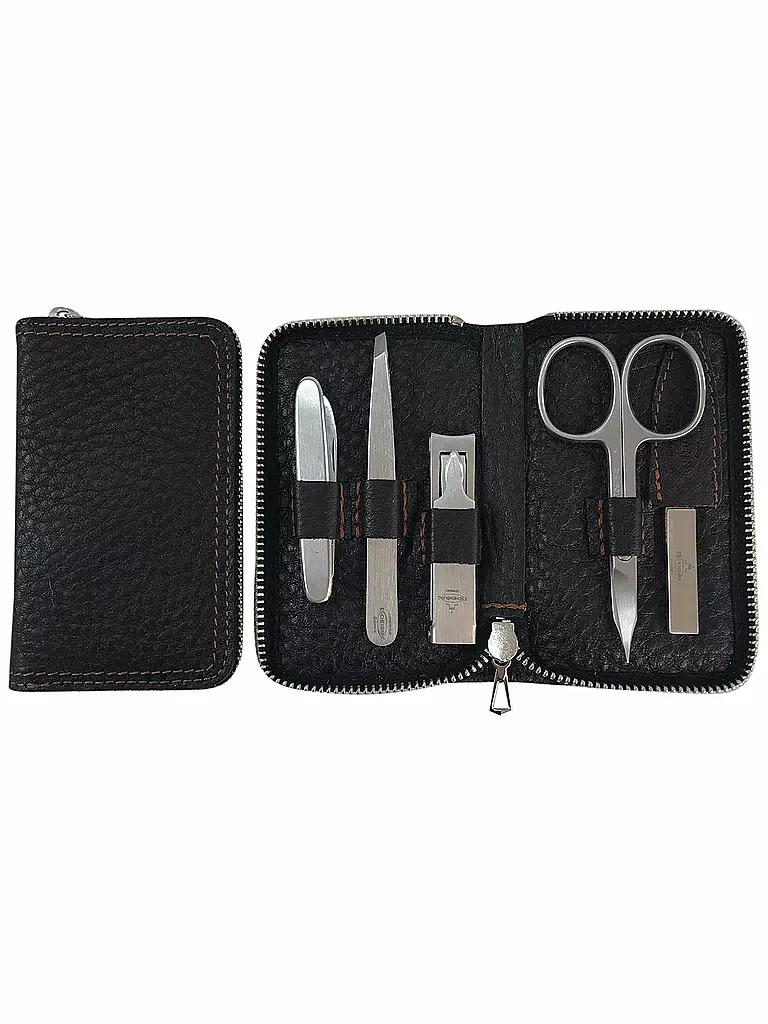 HAMMANN | Set de manicura de cuero (marrón oscuro, 5 piezas) | Marrón