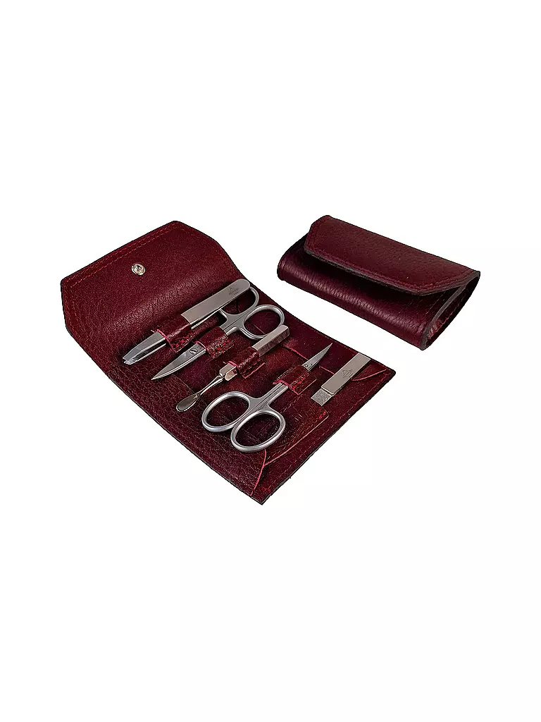 HAMMANN | Set de manicura de cuero (Marsala, 5 piezas) | Baya