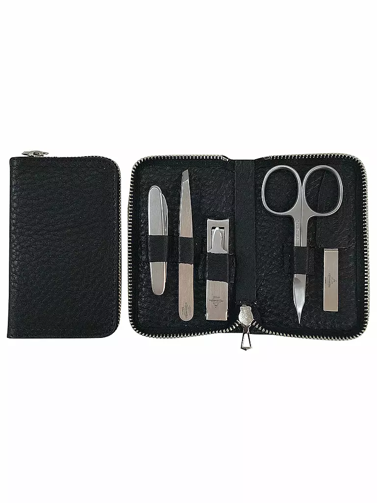 HAMMANN | Set de manicura de cuero (negro, 5 piezas) | Negro