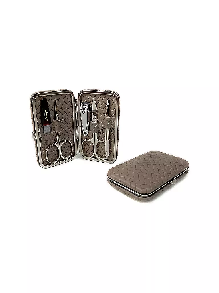 HAMMANN | Set de manicura de cuero (Taupe/ 5 piezas) | Gris