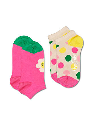 HAPPY SOCKS | Calcetines de deporte para niña, paquete de 2, SMILEY DAISY rosa