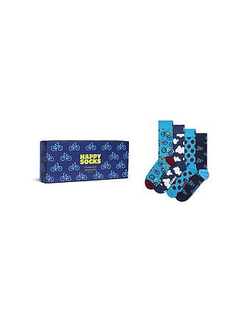 HAPPY SOCKS | Set de calcetines para hombre BIKE SOCKS, paquete de 4, talla 41-46, azul