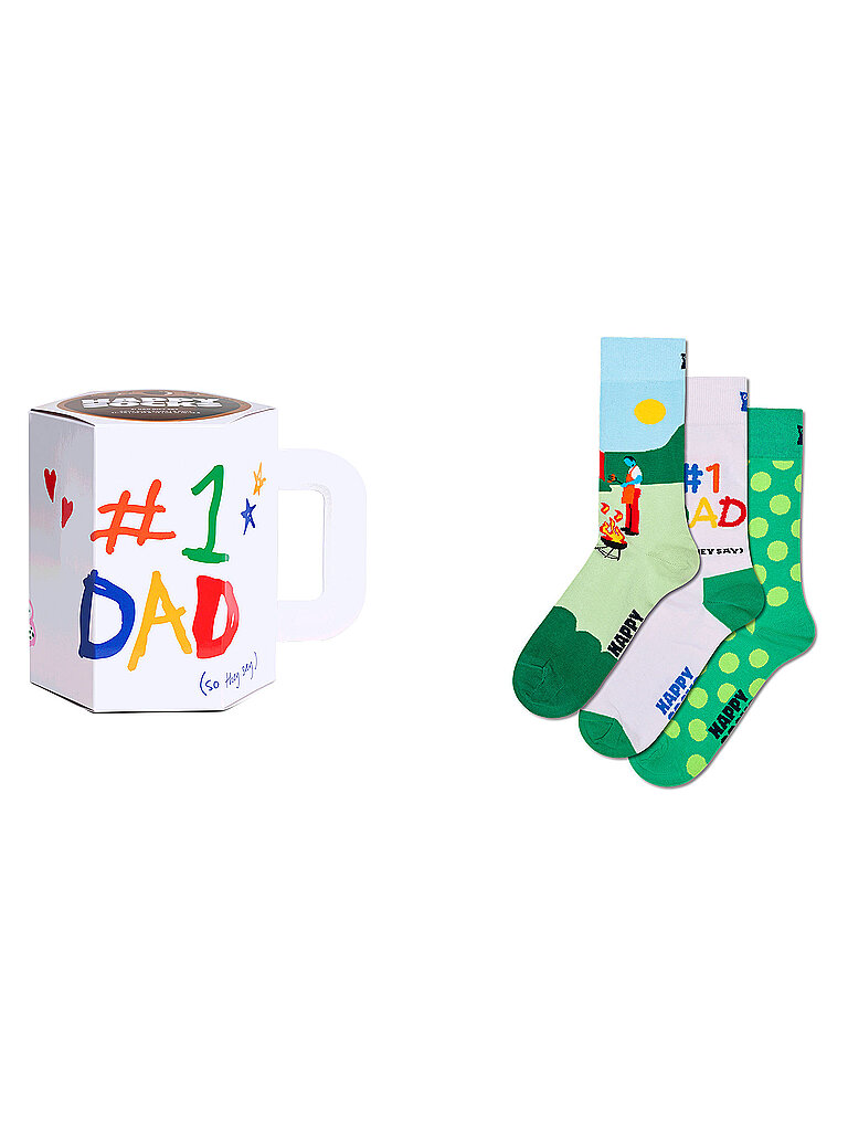 Calcetines para hombre NO. 1 PAPÁ, paquete de 3, 41-46, blanco blanco