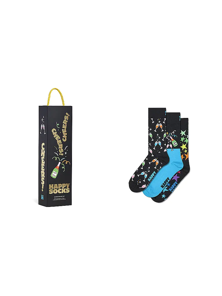 HAPPY SOCKS | Caja de regalo de calcetines para hombre CELEBRATIONS SOCKS 3er Pkg 41-46 black | Negro