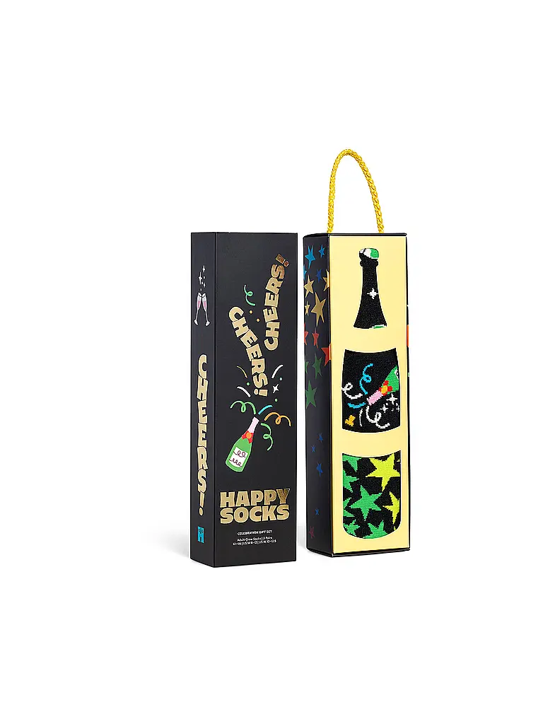 HAPPY SOCKS | Caja de regalo de calcetines para mujer, paquete de 3 CELEBRATIONS 36-40 negro | Negro