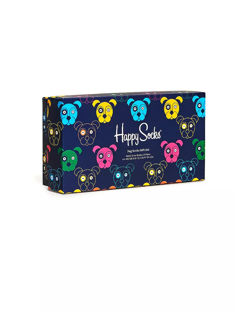 HAPPY SOCKS | Caja de regalo para hombre Calcetines MIXED DOGS Paquete de 3 41-46 azul marino | Azul oscuro