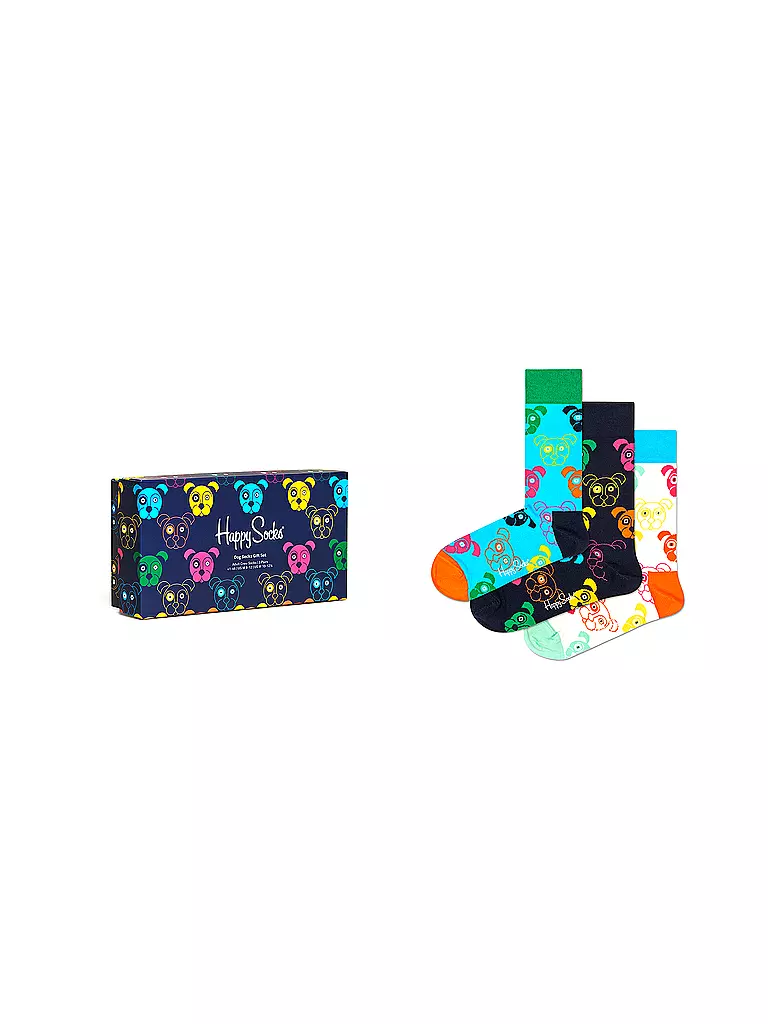HAPPY SOCKS | Caja de regalo para hombre Calcetines MIXED DOGS Paquete de 3 41-46 azul marino | Azul oscuro