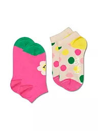 HAPPY SOCKS | Calcetines de deporte para niña, paquete de 2, SMILEY DAISY rosa | Fucsia