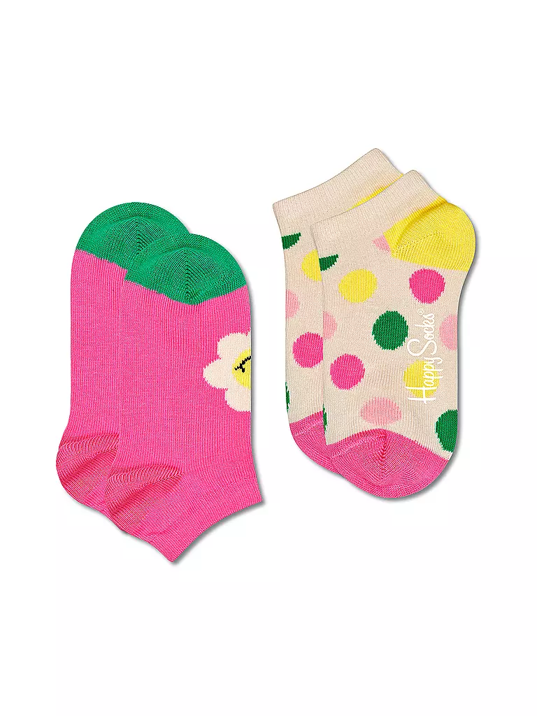 HAPPY SOCKS | Calcetines de deporte para niña, paquete de 2, SMILEY DAISY rosa | Fucsia