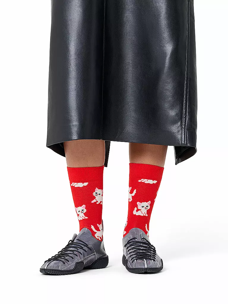 HAPPY SOCKS | Calcetines de hombre KITTEN 41-46 rojo | Rojo
