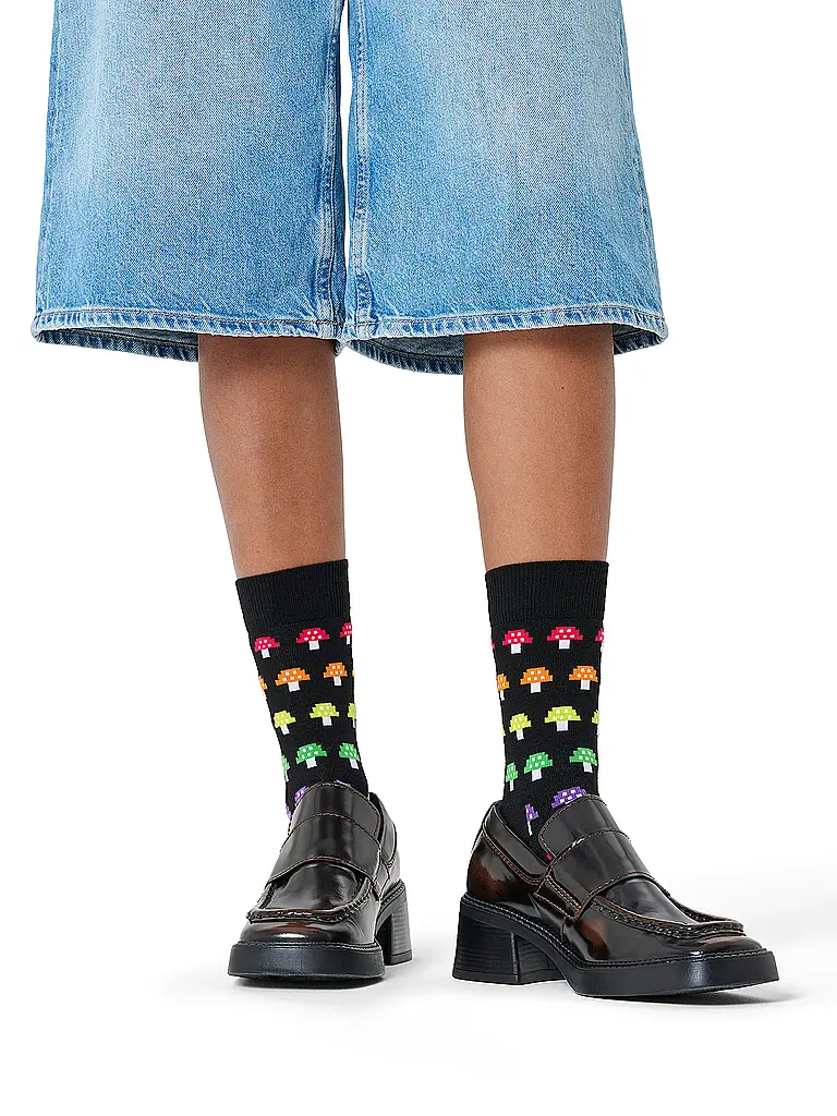 HAPPY SOCKS | Calcetines de hombre MUSHROOM STRIPE 41-46 negro | Negro