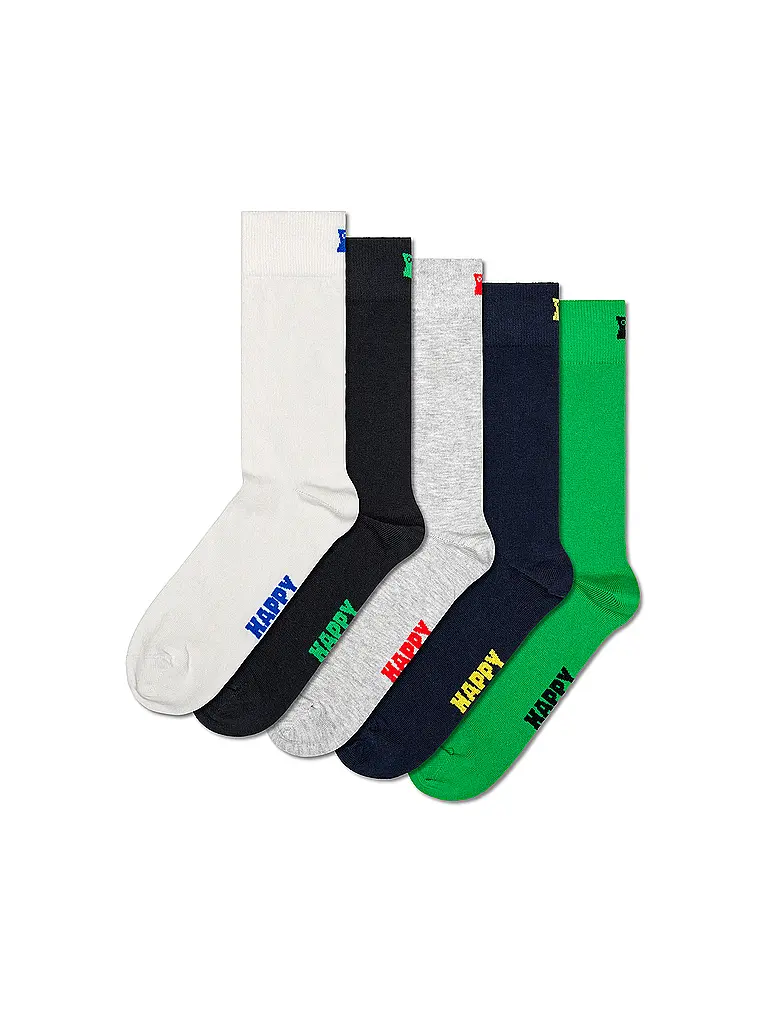 HAPPY SOCKS | Calcetines de hombre paquete de 5 SOLID 41-46 blanco | Blanco