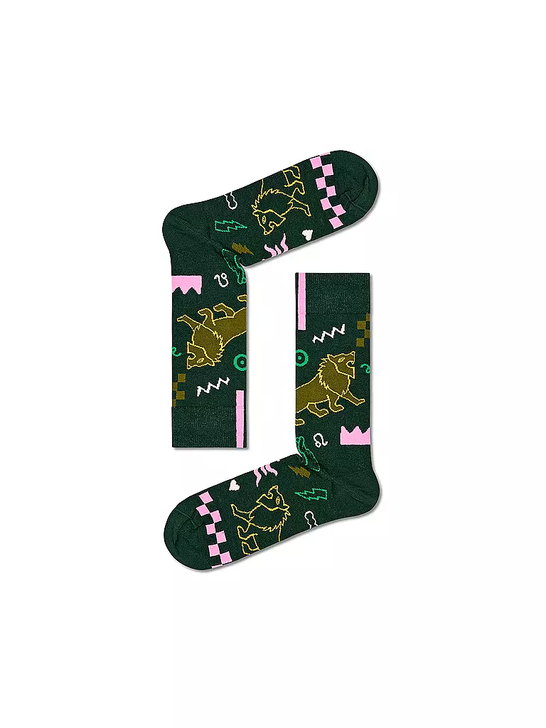 HAPPY SOCKS | Calcetines de mujer 36-40 LÖWE naranja | Verde oscuro