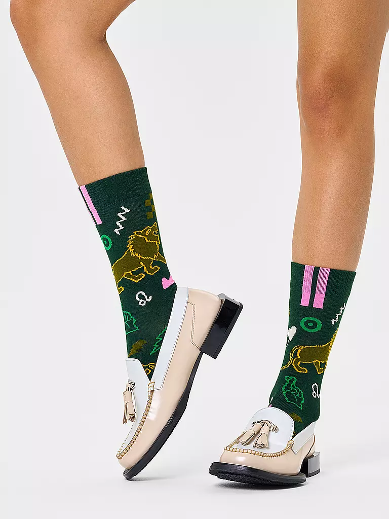 HAPPY SOCKS | Calcetines de mujer 36-40 LÖWE naranja | Verde oscuro