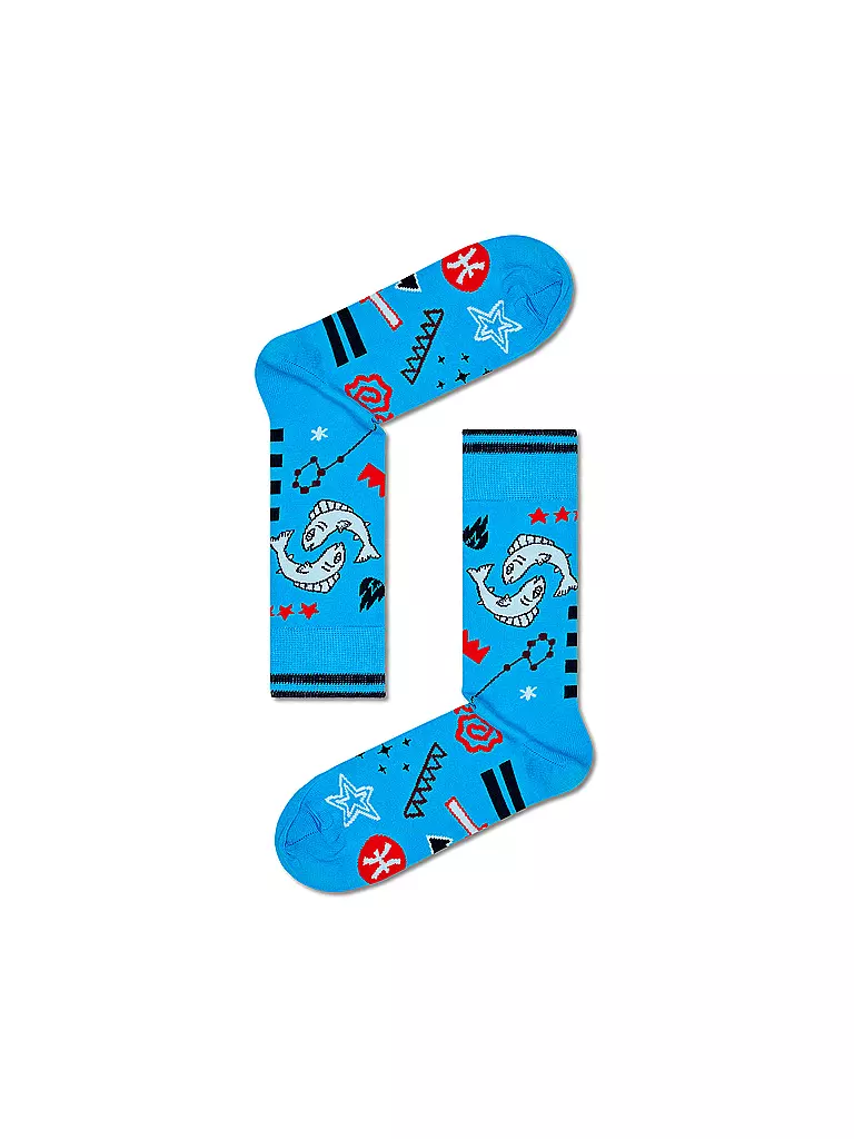 HAPPY SOCKS | Calcetines de mujer 36-40 PISCIS amarillo | Azul