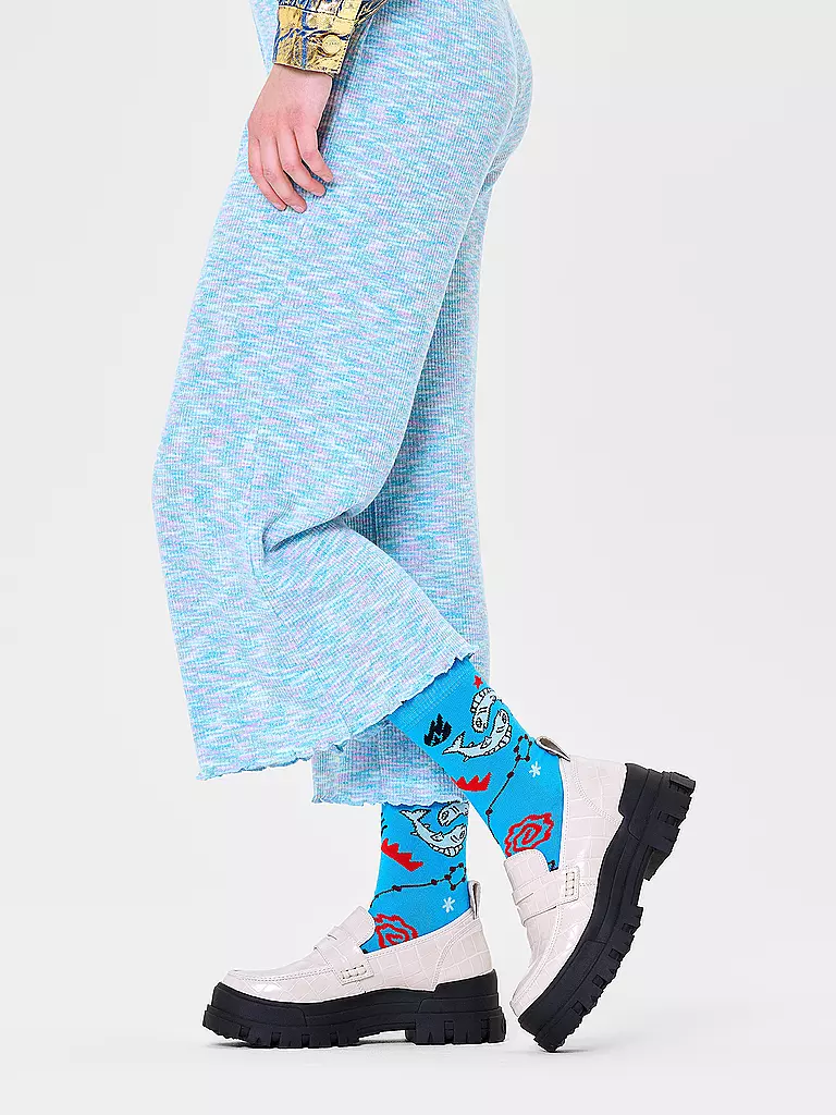 HAPPY SOCKS | Calcetines de mujer 36-40 PISCIS amarillo | Azul