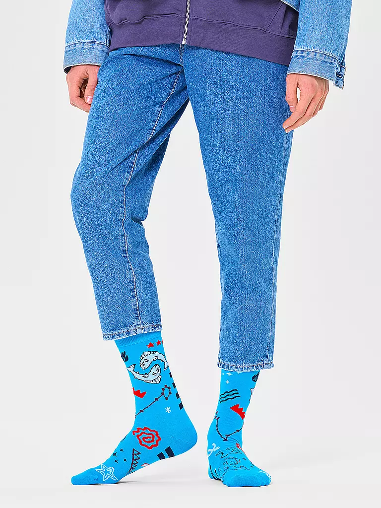 HAPPY SOCKS | Calcetines de mujer 36-40 PISCIS amarillo | Azul