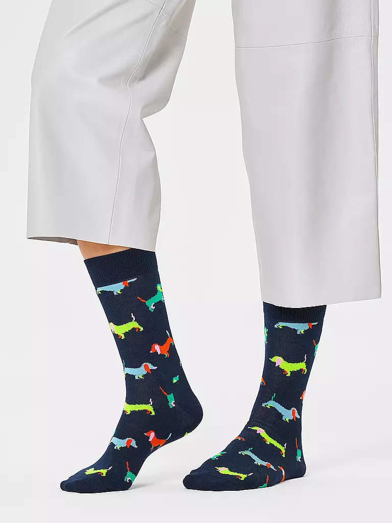 HAPPY SOCKS | Calcetines de mujer 36-40 PUPPY LOVE navy | Azul oscuro