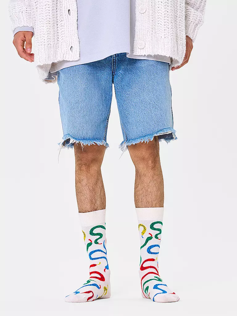 HAPPY SOCKS | Calcetines de mujer 36-40 SNAKES white | Crema