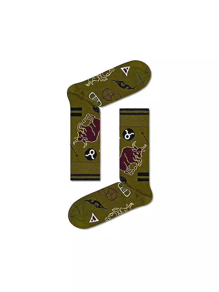 HAPPY SOCKS | Calcetines de mujer 36-40 TAURO verde oscuro | Oliva