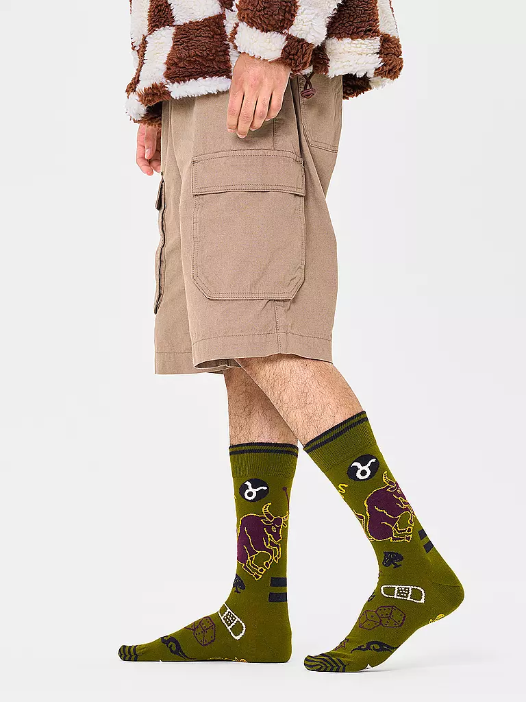 HAPPY SOCKS | Calcetines de mujer 36-40 TAURO verde oscuro | Oliva