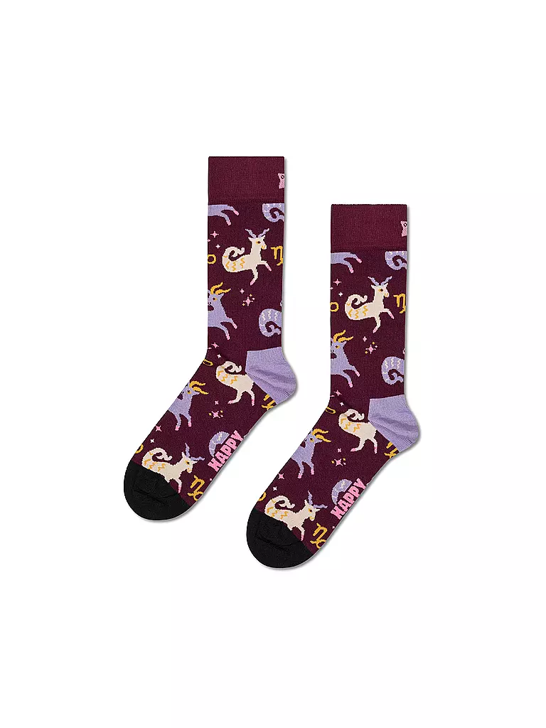 HAPPY SOCKS | Calcetines de mujer CAPRICORNIO 36-40 rojo oscuro | Rojo oscuro