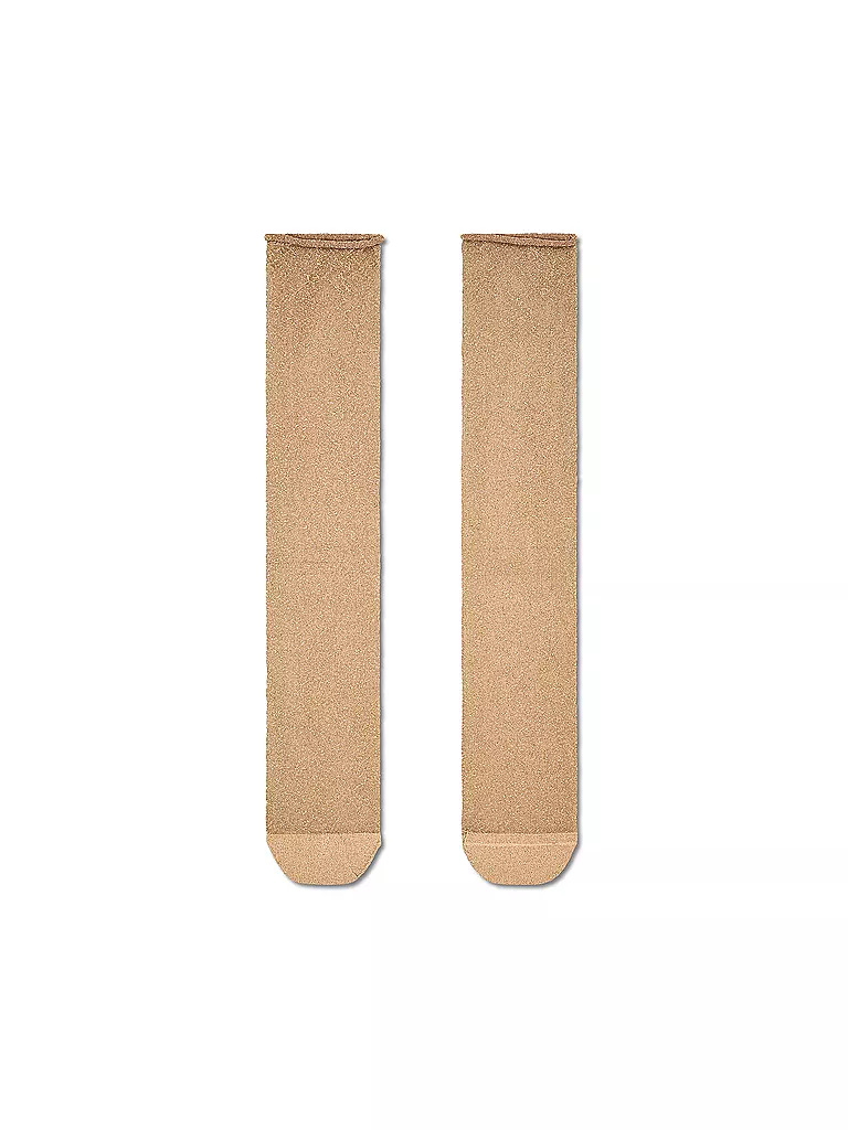 HAPPY SOCKS | Calcetines de mujer CRINKLY GLITTER SOCK beige / dorado | Oro