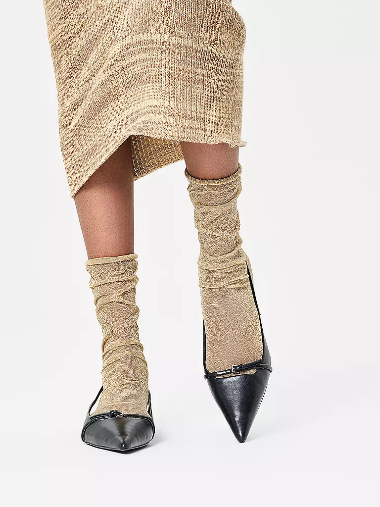 HAPPY SOCKS | Calcetines de mujer CRINKLY GLITTER SOCK beige / dorado | Oro