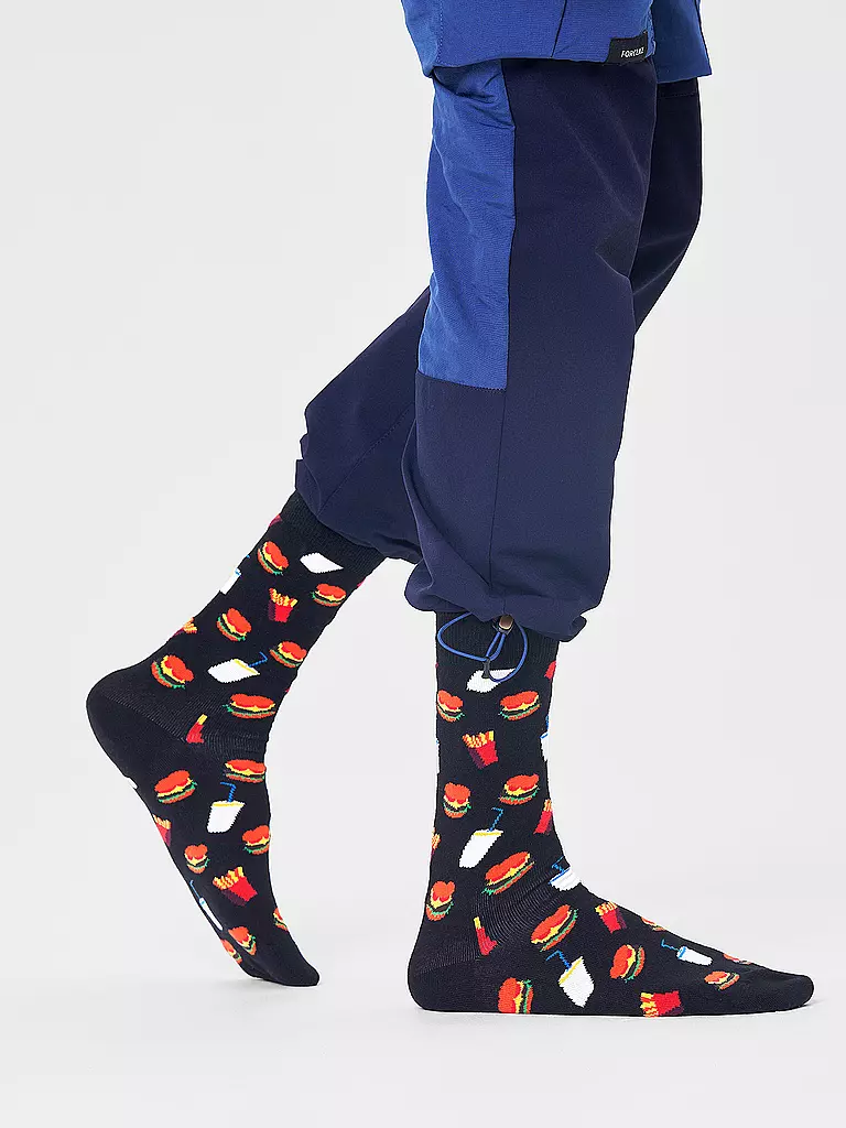 HAPPY SOCKS | Calcetines de mujer HAMBURGER 36-40 smu | Negro