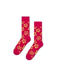 HAPPY SOCKS | Calcetines de mujer HIBISCUS 36-40 rosa oscuro | Rojo