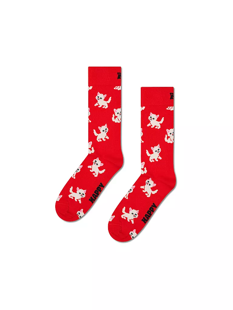 HAPPY SOCKS | Calcetines de mujer KITTEN 36-40 rojo | Rojo