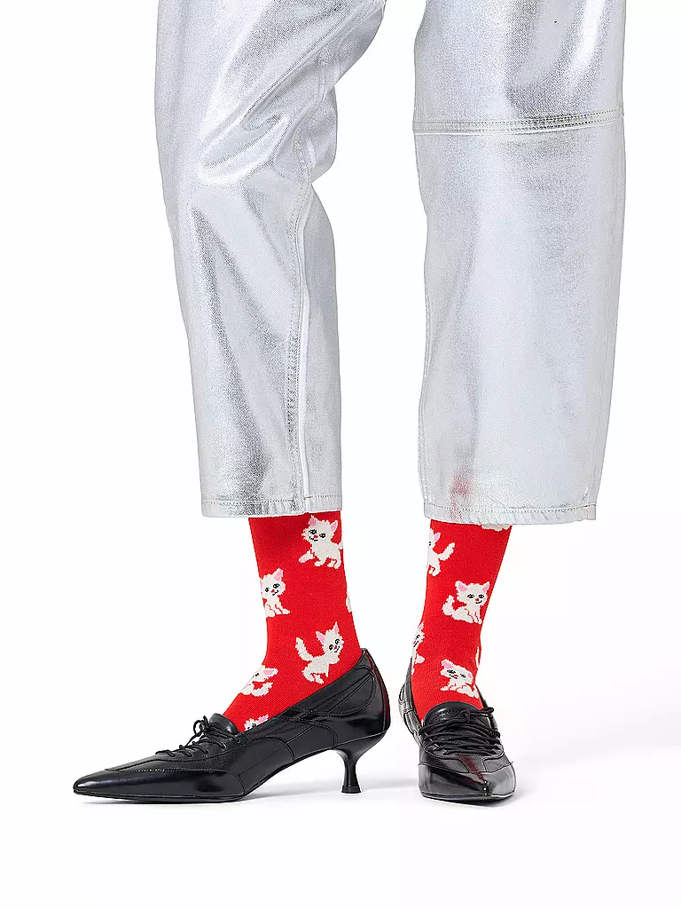 HAPPY SOCKS | Calcetines de mujer KITTEN 36-40 rojo | Rojo