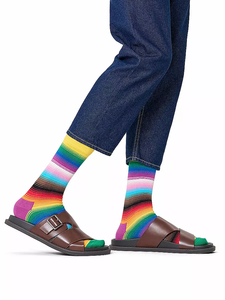 HAPPY SOCKS | Calcetines de mujer PRIDE STRIPE 36-40 amarillo | Multicolor