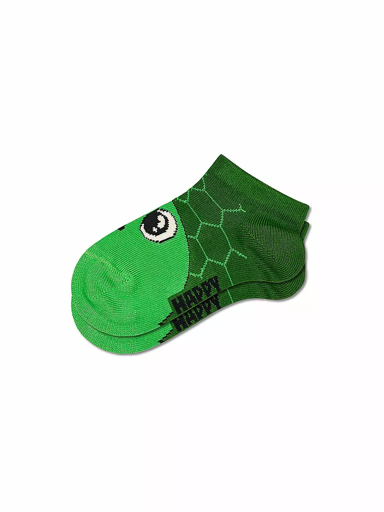HAPPY SOCKS | Calcetines deportivos para niños TURTLE, paquete de 2, verde | 