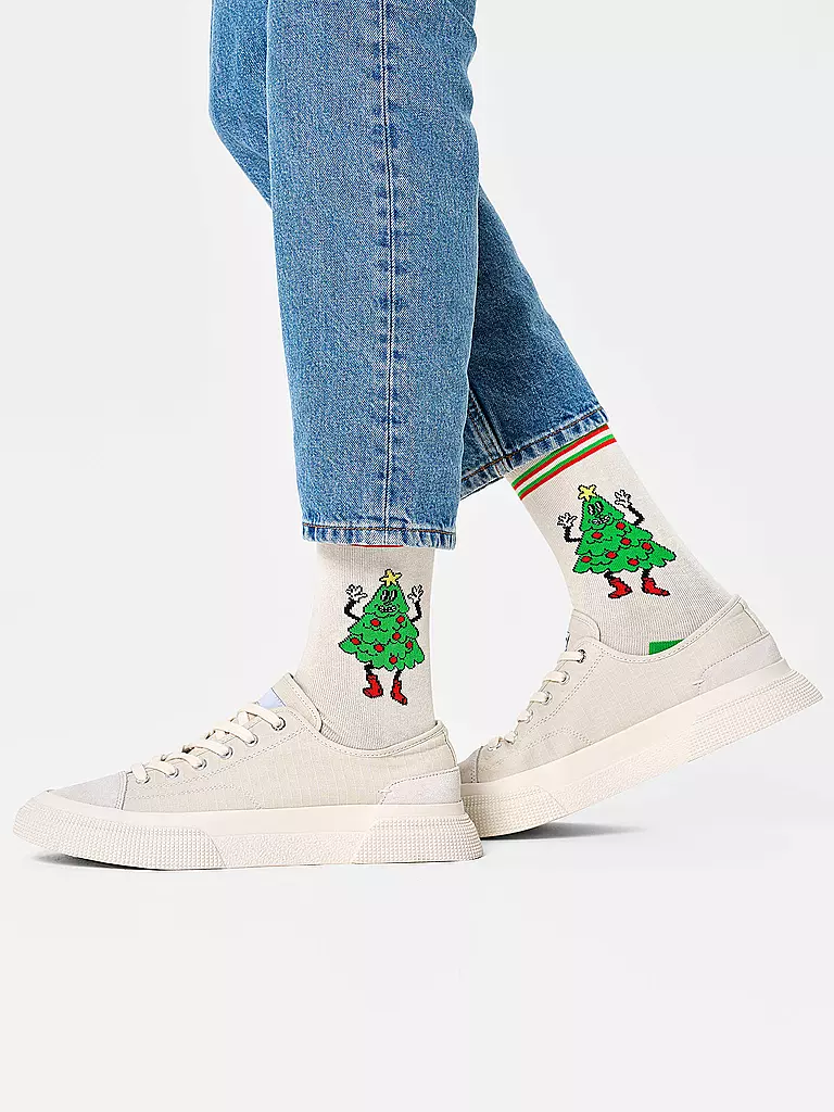 HAPPY SOCKS | Calcetines para hombre HAPPY TREE talla 41 - 46 white | Crema