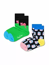 HAPPY SOCKS | Calcetines para niños CAT, paquete de 2, negro / multicolor | Negro