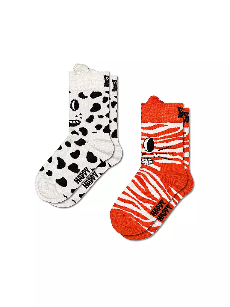 HAPPY SOCKS | Calcetines para niños CAT & DOG, paquete de 2, blanco | Crema