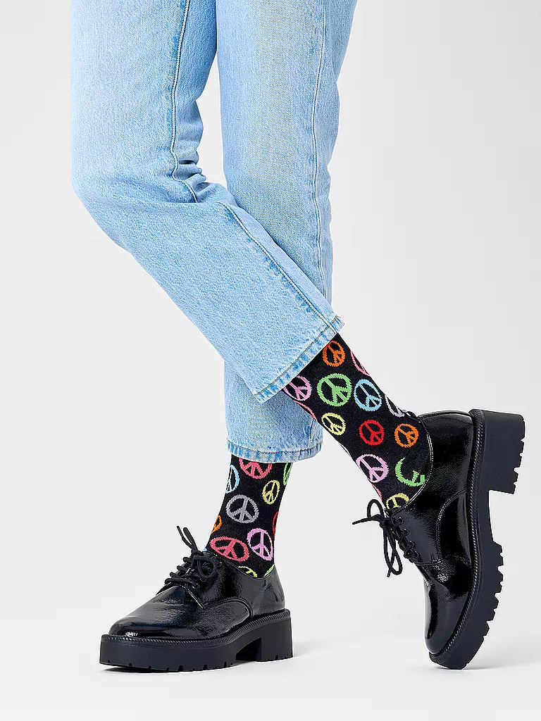 HAPPY SOCKS | Calcetines PEACE para mujer 36-40 negro | Negro
