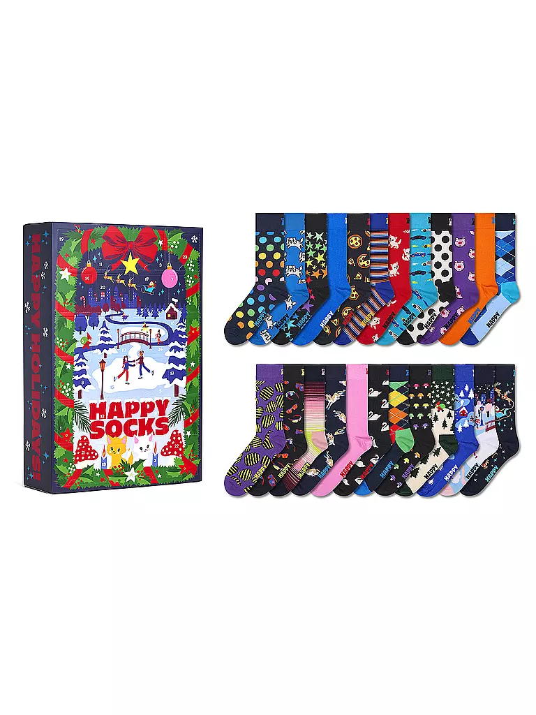 HAPPY SOCKS | Herren Geschenkset 24er Pkg ADVENT CALENDAR 41-46 navy | Azul oscuro