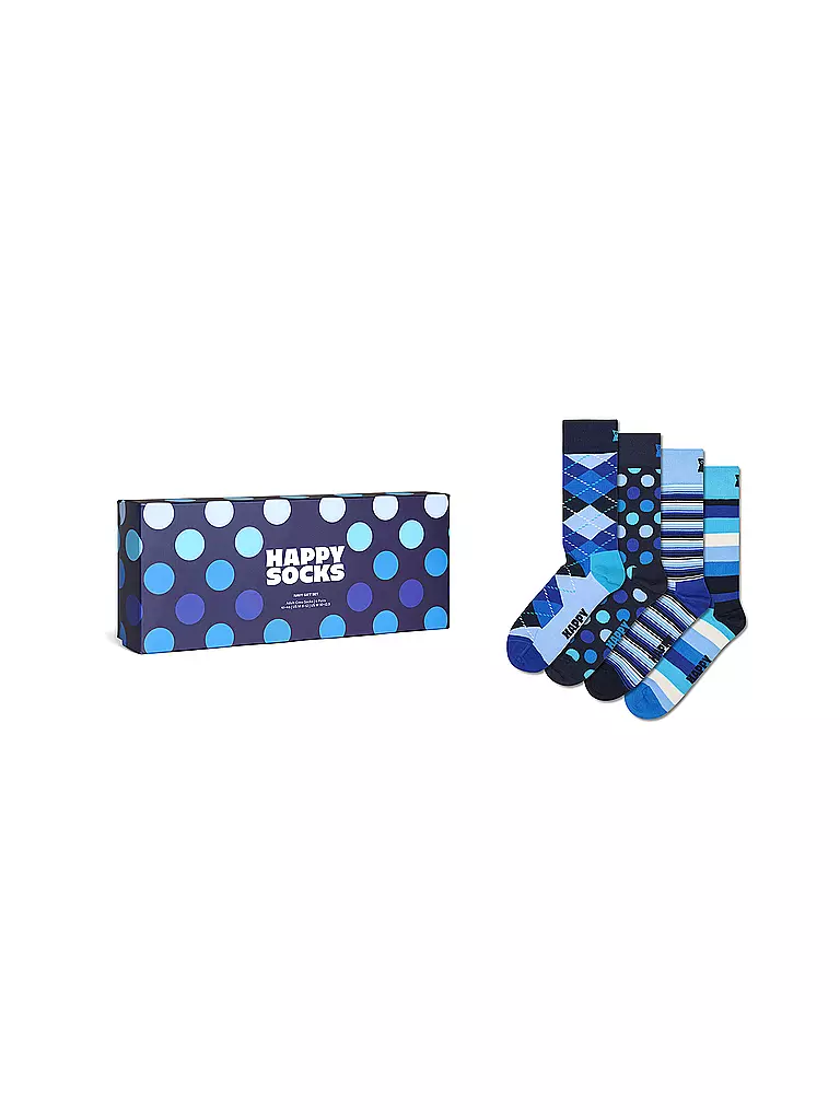 HAPPY SOCKS | Juego de regalo para hombre, paquete de 4, CALCETINES MARINOS 41-46, azul marino | Azul
