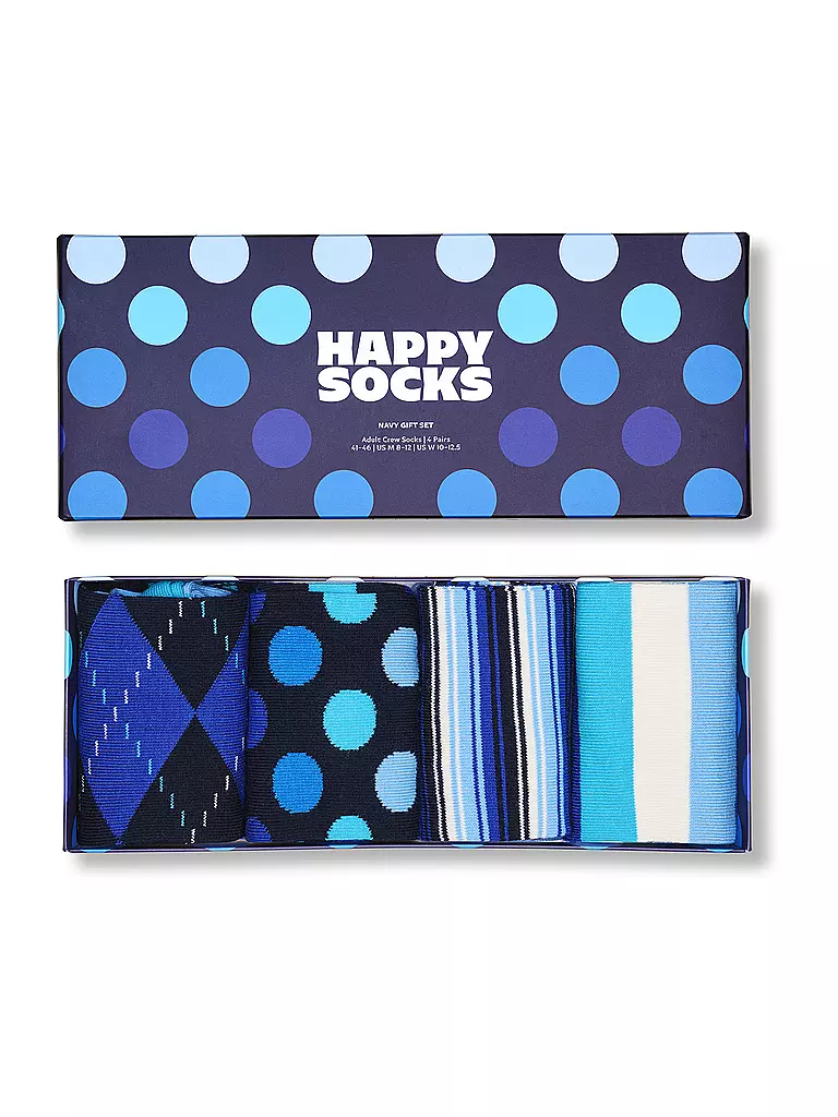 HAPPY SOCKS | Juego de regalo para hombre, paquete de 4, CALCETINES MARINOS 41-46, azul marino | 