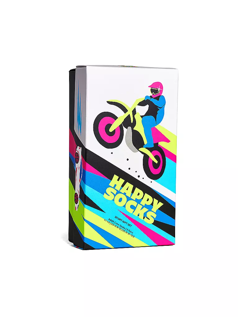 HAPPY SOCKS | Set de regalo para hombre, paquete de 3, FAST SPORTS 41-46 gris | 