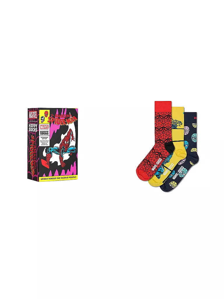 HAPPY SOCKS | Set de regalo para hombre, paquete de 3, SPIDER MAN 41-46 púrpura | Multicolor