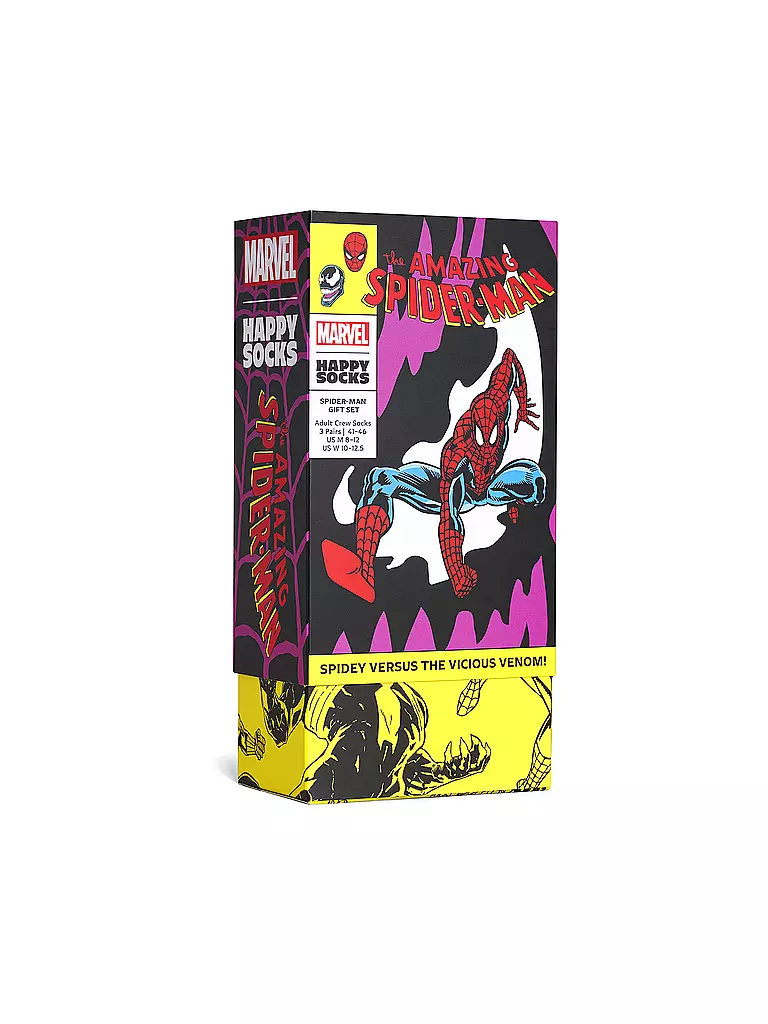 HAPPY SOCKS | Set de regalo para hombre, paquete de 3, SPIDER MAN 41-46 púrpura |