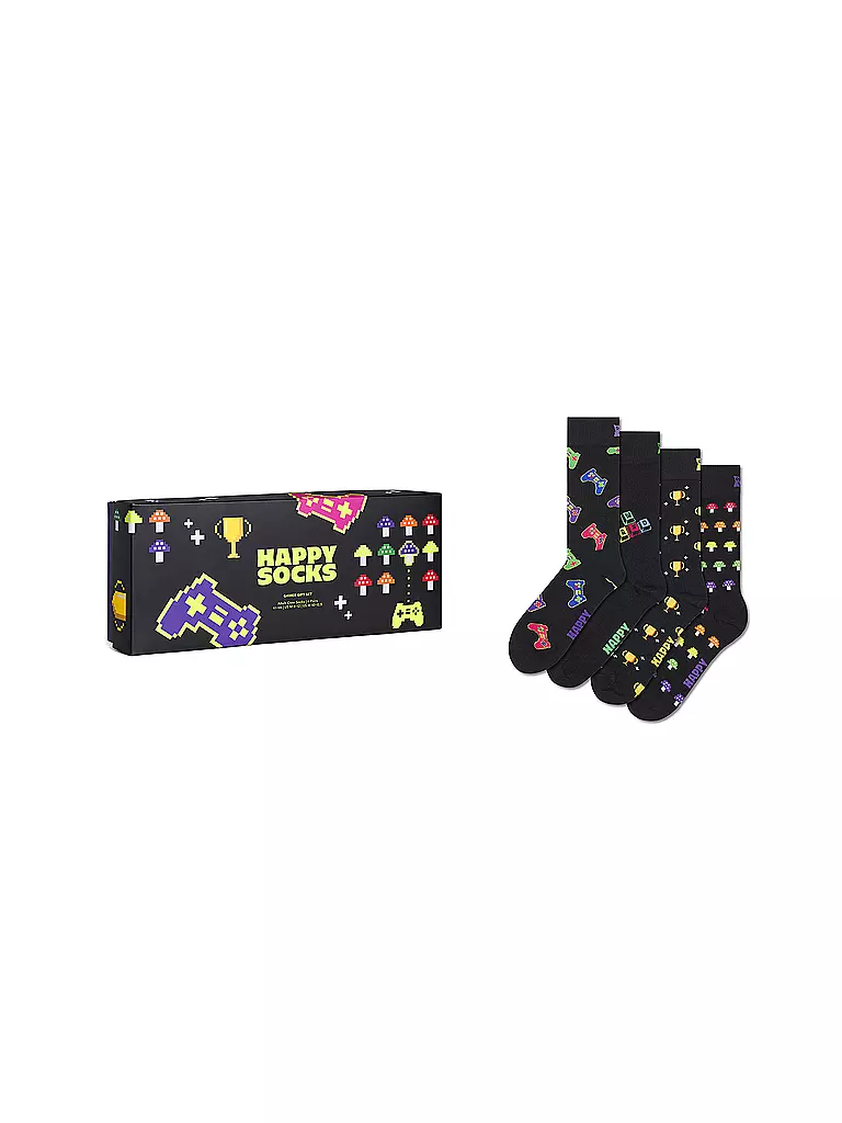 HAPPY SOCKS | Set de regalo para hombre 4 unidades GAMER 41-46 negro | Negro