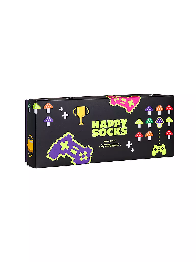 HAPPY SOCKS | Set de regalo para hombre 4 unidades GAMER 41-46 negro | 