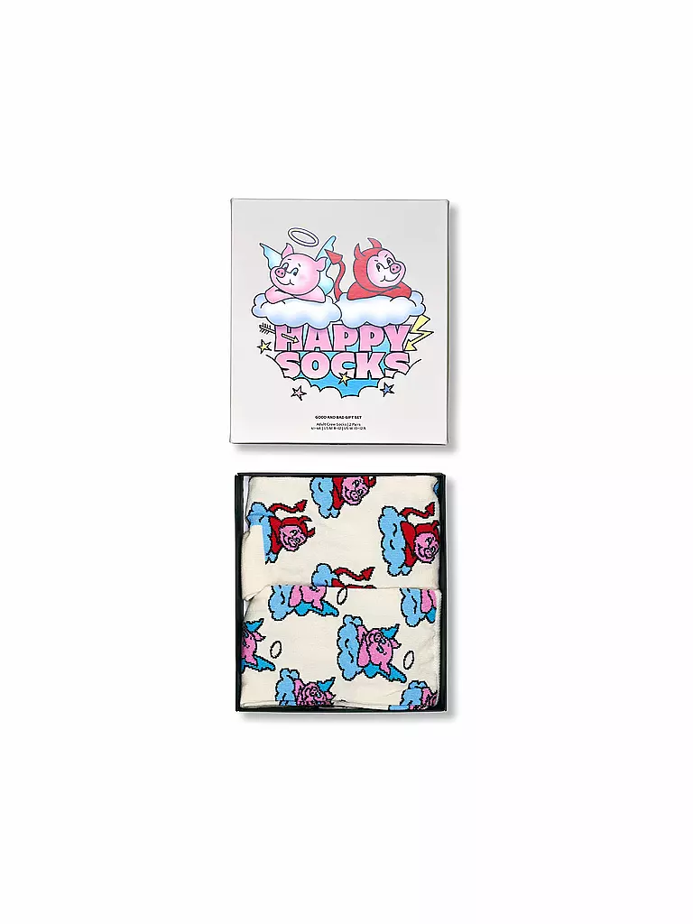 HAPPY SOCKS | Set de regalo para mujer, paquete de 2 GOOD BAD PIG 36-40 blanco | 