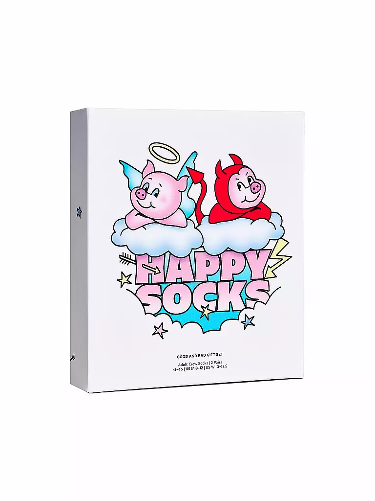 HAPPY SOCKS | Set de regalo para mujer, paquete de 2 GOOD BAD PIG 36-40 blanco | 