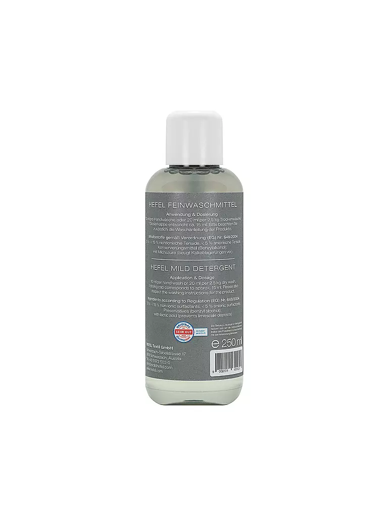 HEFEL | Detergente suave extra para ropa de cama 250ml | Transparente
